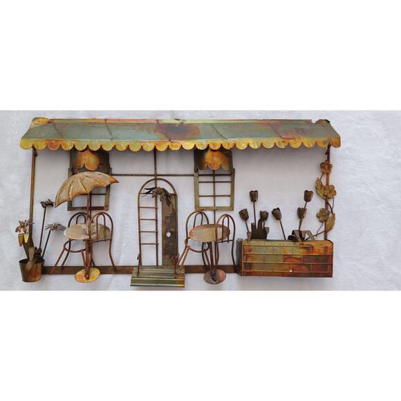 Vintage Metal Copper 3D Wall Art Decor Bistro Street Cafe Brutalist C Jere Style - Picture 1 of 6